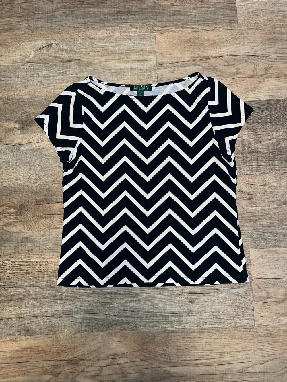 Ralph Lauren Geometric Cotton Top in Black & White Size Large Like New